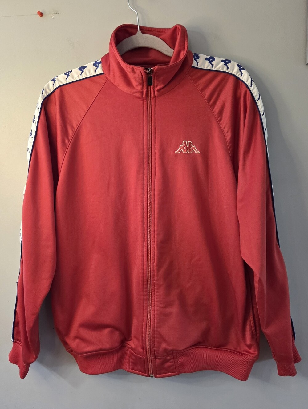 Kappa Track Jacket Mens Medium Red Banda Omini Tape Full Zip Athletic Y2K Vtg